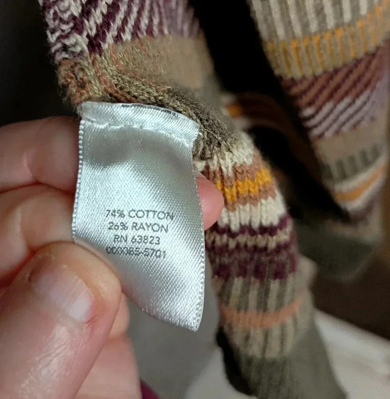 CHRISTOPHER & BANKS Brown Coatigan long sleeve multicolor sweater Dustercardigan - Picture 7 of 9